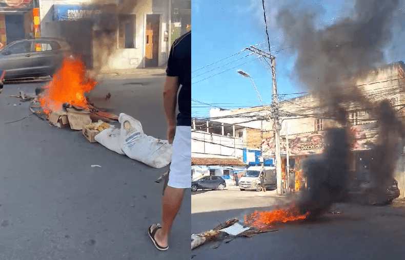 Ambulantes protestam contra retirada de barracas em Lauro de Freitas
