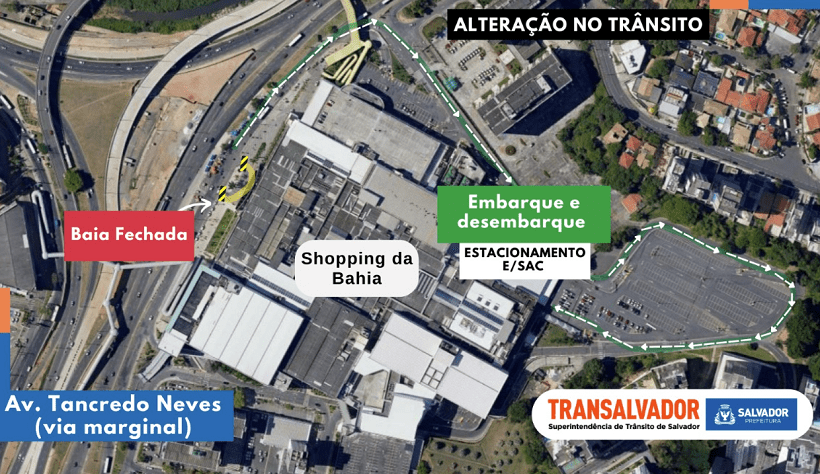 Via em frente ao Shopping da Bahia tem trânsito alterado; entenda